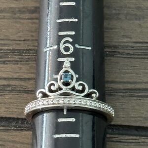 DISNEY Elegant 925 Crown Topaz and CZ Ring Sz 7